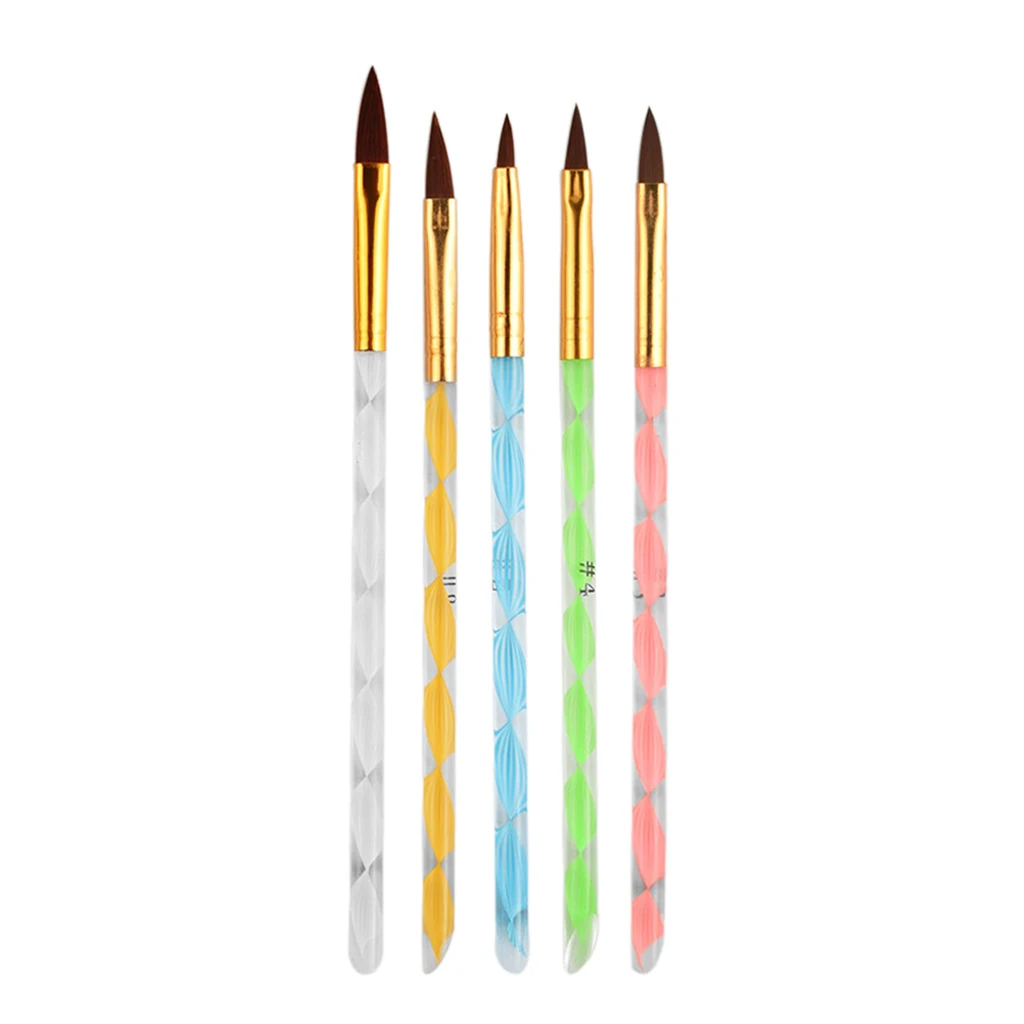 5 Pieces Thread Acrylic Pro Nail Art Brush DIY Carving Dotting Liner Pen Set