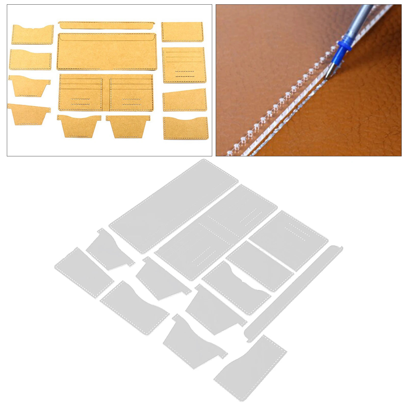 Acrylic Stencil 1set Clear Template Pattern Tool Wallet Card Holder Leather
