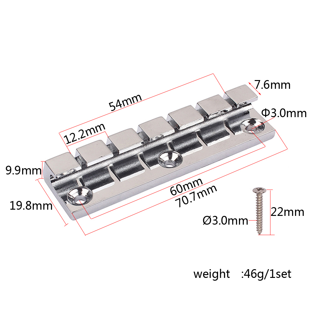 Chrome Plated 6-string Stopbar Tailpiece Guitar Bridge for Electric Guitars
