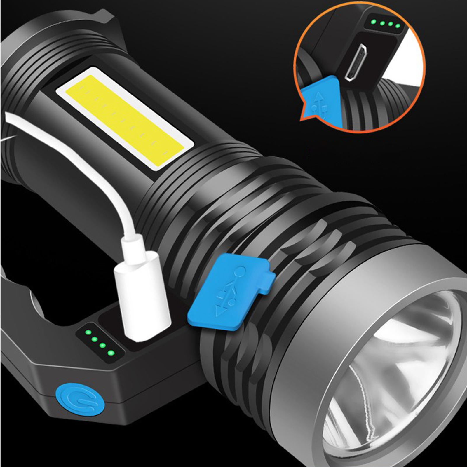 High Power Super Bright Portable Handheld Spotlight Flashlight USB Rechargeable LED Searchlight Waterproof Outdoor Torch Light