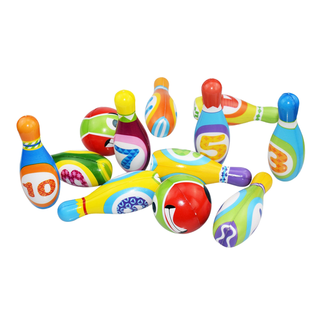 12pcs Kids Colorful Bowling Set, Toddlers Educational Toys, 10 Pins 2 Bowling