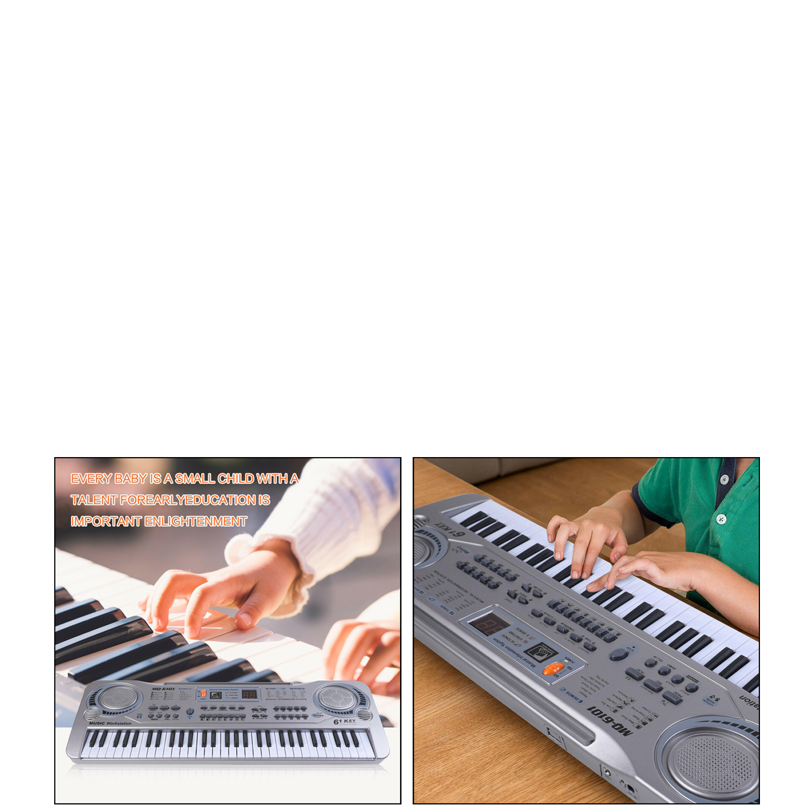 61 Keys Electronic Piano Keyboard Digital Music Instrument with Microphone, 16 Kinds of Timbre, 6 Demos