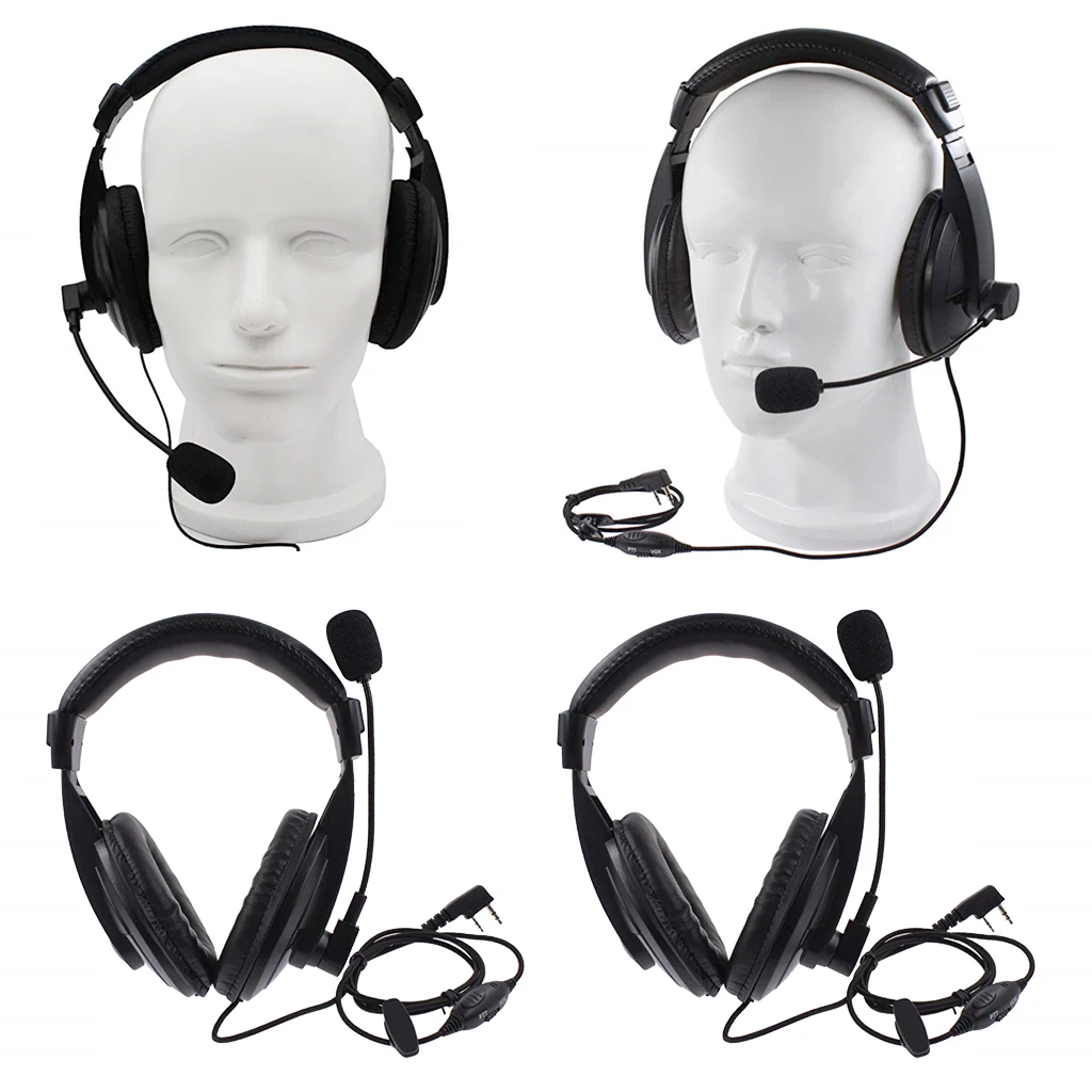 2x Professional Noise Cancelling Overhead Headphones for 2Pin Baofeng Black