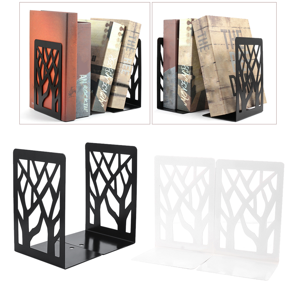 2Pieces Bookends, Book Ends for Shelves, Metal Bookend Book Divider/Holder, Decorative Bookends for Office, School, Home Decor