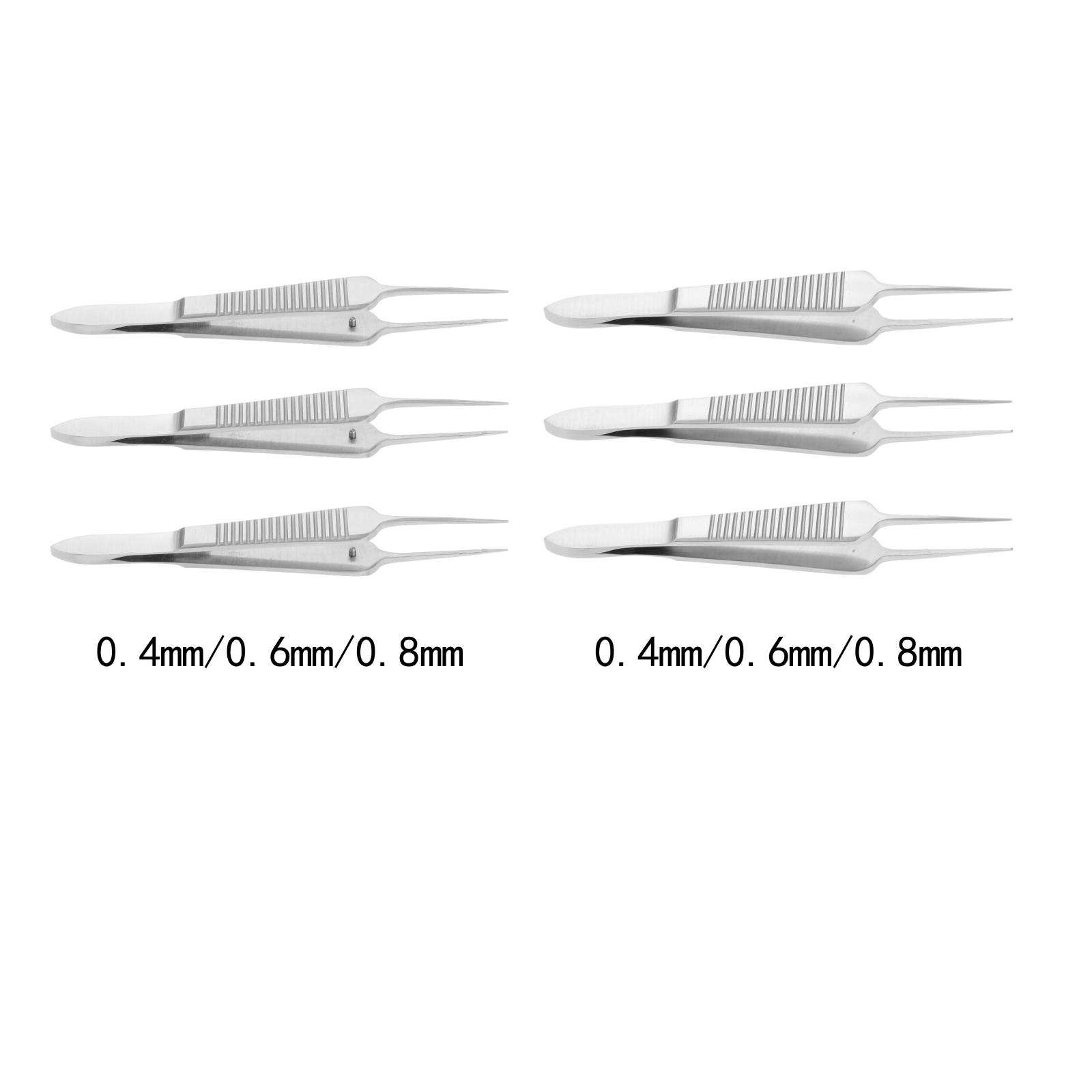 Micro Forceps Safety Use Pointed Short Tweezers for Cosmetic Surgery Hair Removal Hotel - Diameter 0.4 mm, Serrated 102mm