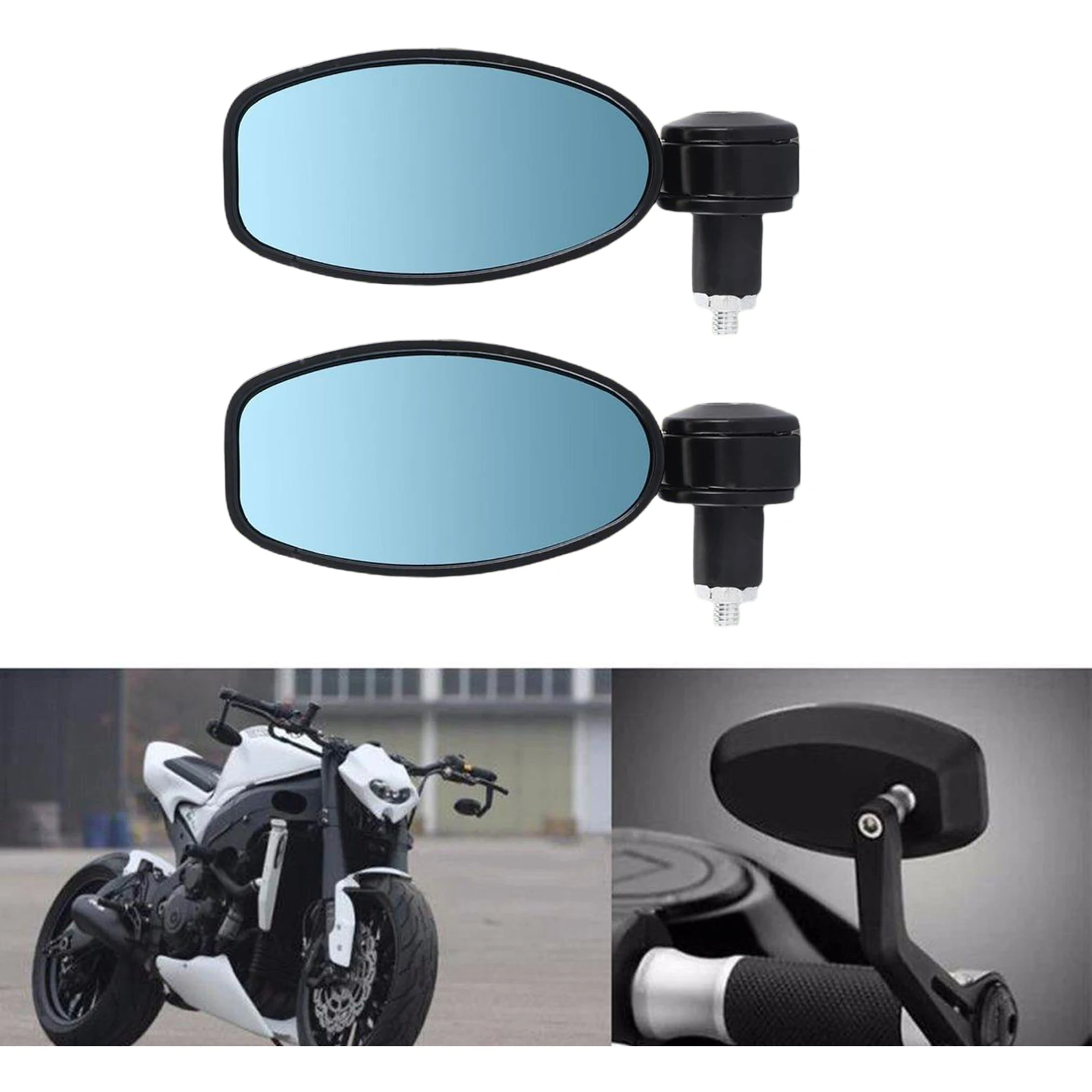 Motorcycle Bar End Mirrors, 7/8` Heavy Duty Rearview Mirror Universal for Suzuki, for Yamaha, for Kawasaki Handlebar Mirror