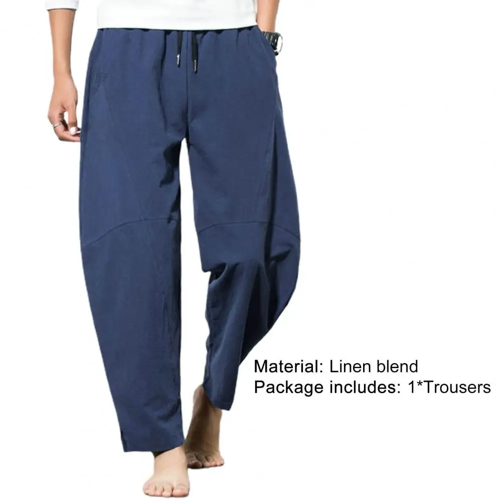 Summer Loos Pants Men Solid Color Loose Skin-friendly Men Straight-Legs Linen Spring Plus Size Pants Home Streetwear 4XL aladdin pants