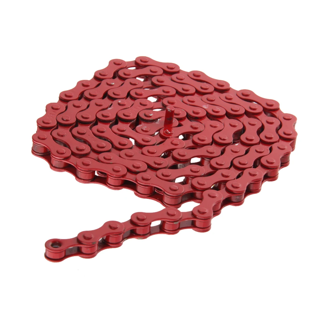 96 Links Red Bike Chain Fixed Gear Track BMX Single Speed Chains 1/2' X 1/8'  Bicycle Accessories