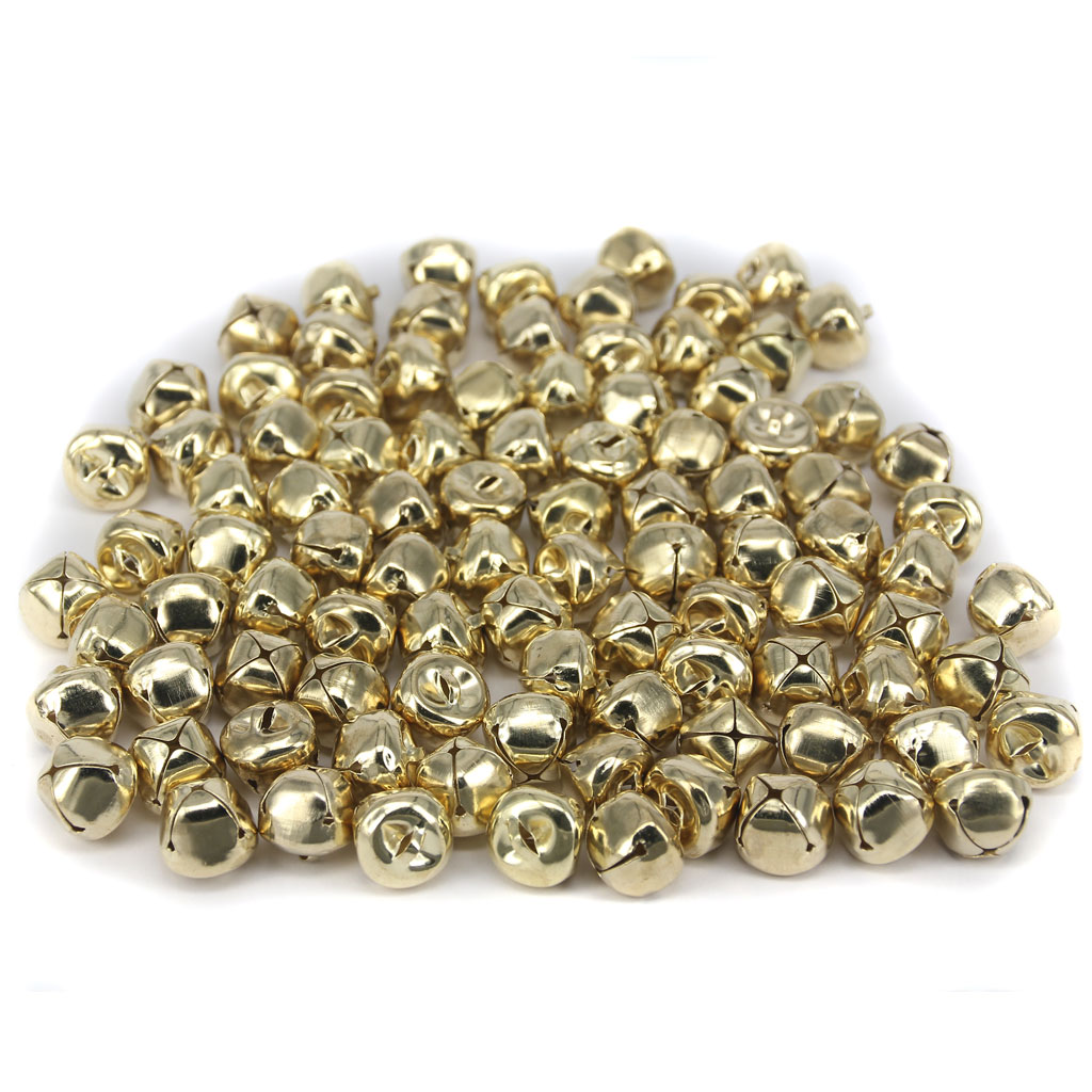 100 Pieces 15mm Gold Christmas Jingle Bells Pendant/Decoration/Craft/Jewellery DIY