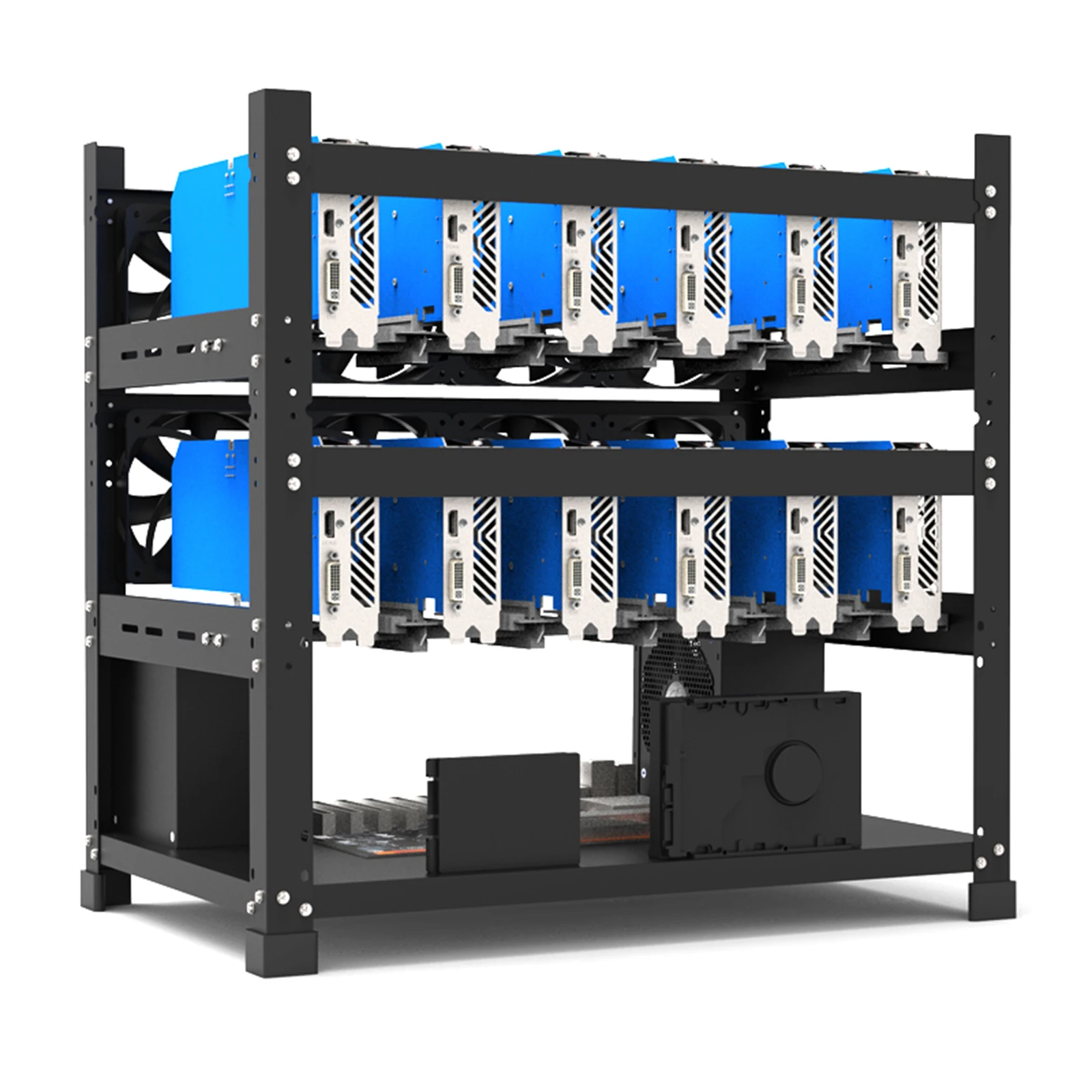 Dastrues Open Mining Rig Frame for 12 GPU Mining Case Rack Motherboard Bracket ETH/ETC/ZEC Ether Accessory Tool 3 Layers