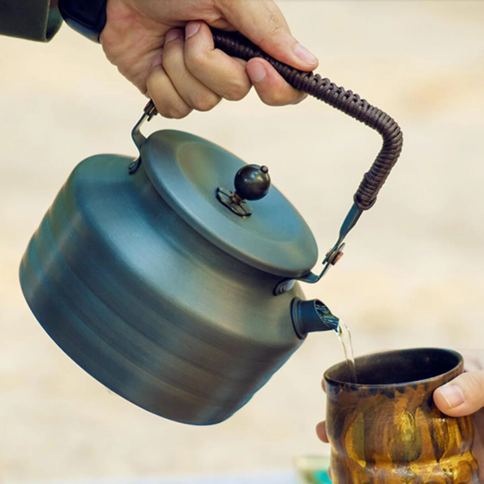 Portable Camping Kettle Coffee Pot Hiking Picnic Travel Teapot Tableware