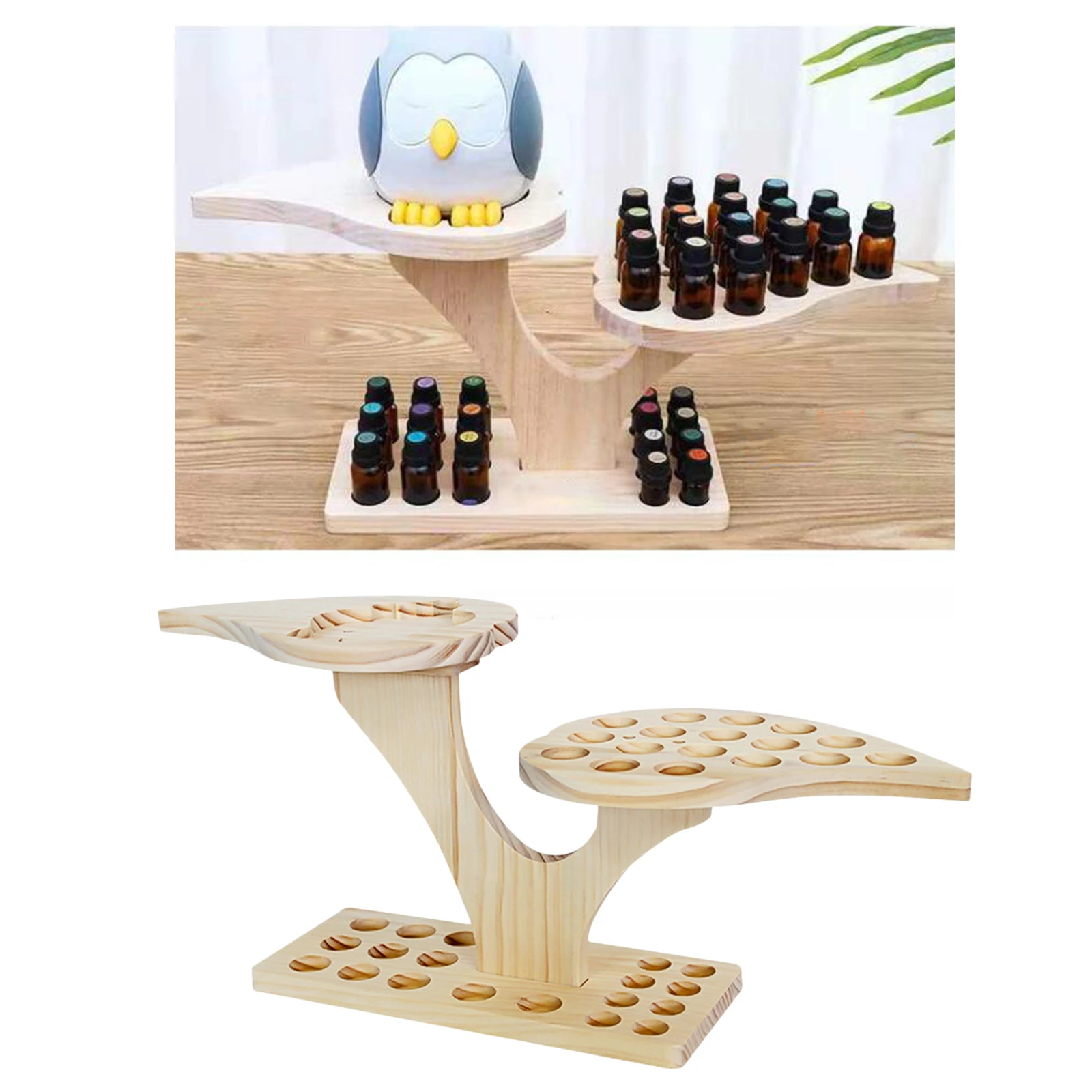 36 Slots Wooden  Oils Stand Diffuser Holder Carousel Box Home Decoration Wood Artwork Case Organizer