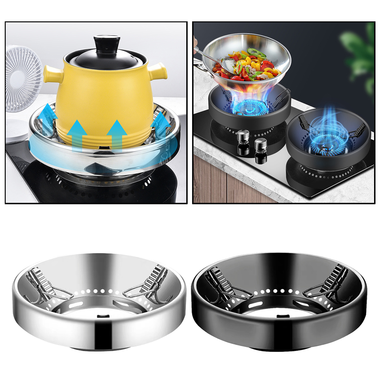 Kitchen Gas Stove Windshield Gathering Fire Energy-Saving Stove Pot Holder, Heat Resistant Waterproof