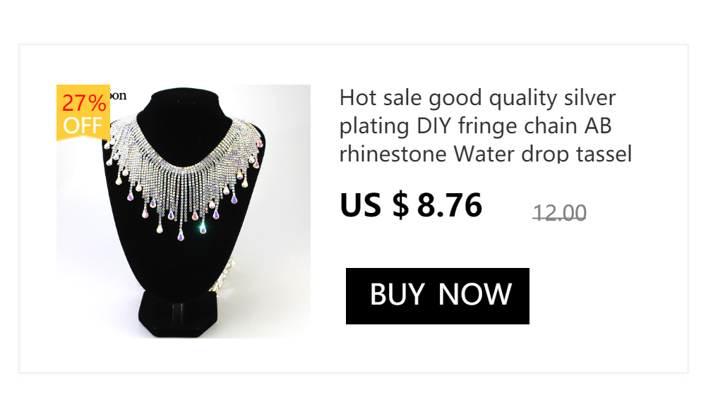 Description Picture 5 of itemLong tassel crystal array droplets rhinestone fringe trim silver crystal decorative chain clothing accessories ML076