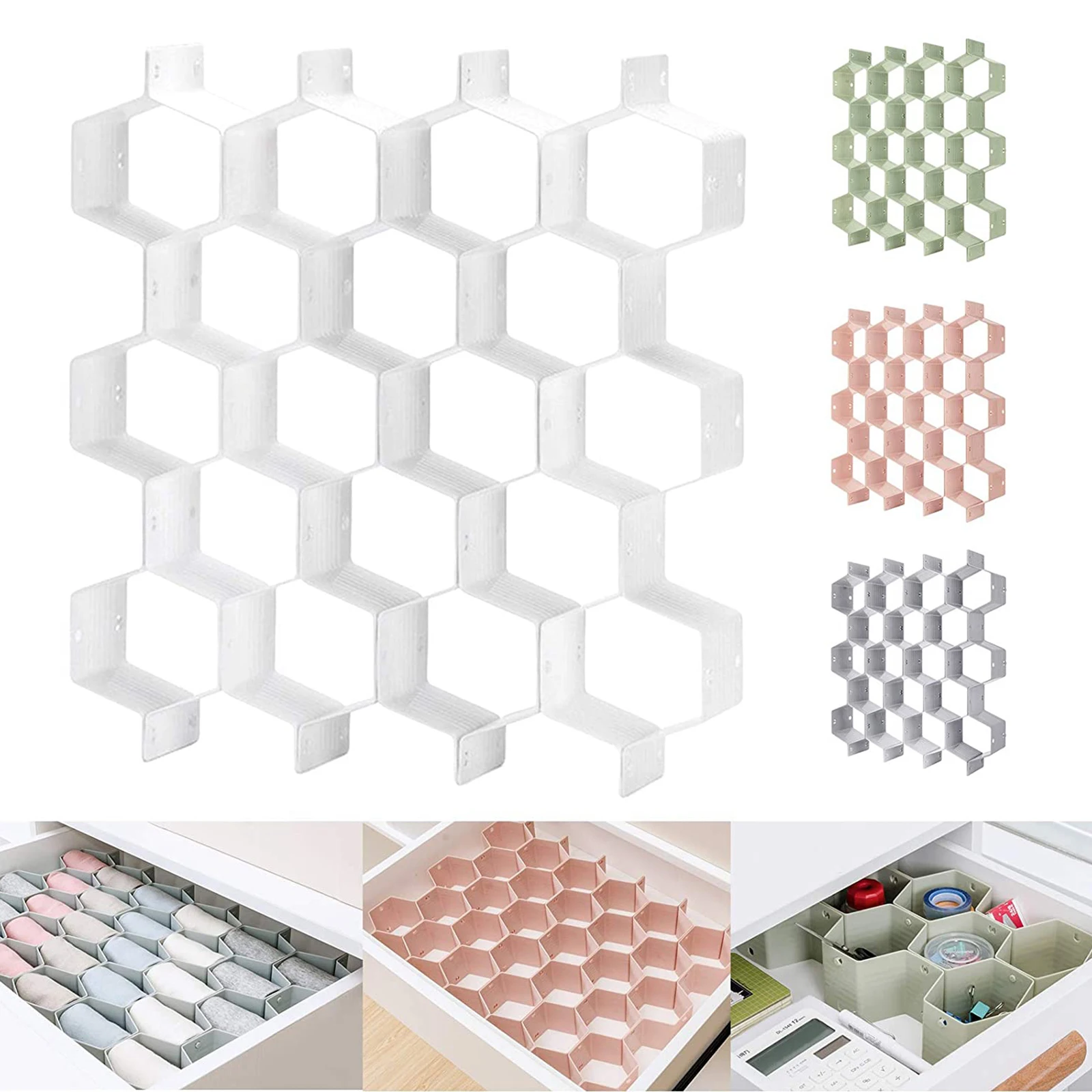Honeycomb Drawer Organizer 8 Pcs 18-Compartment Closet Dividers Plastic Partition For Small Clothing And Cosmetic Clapboard