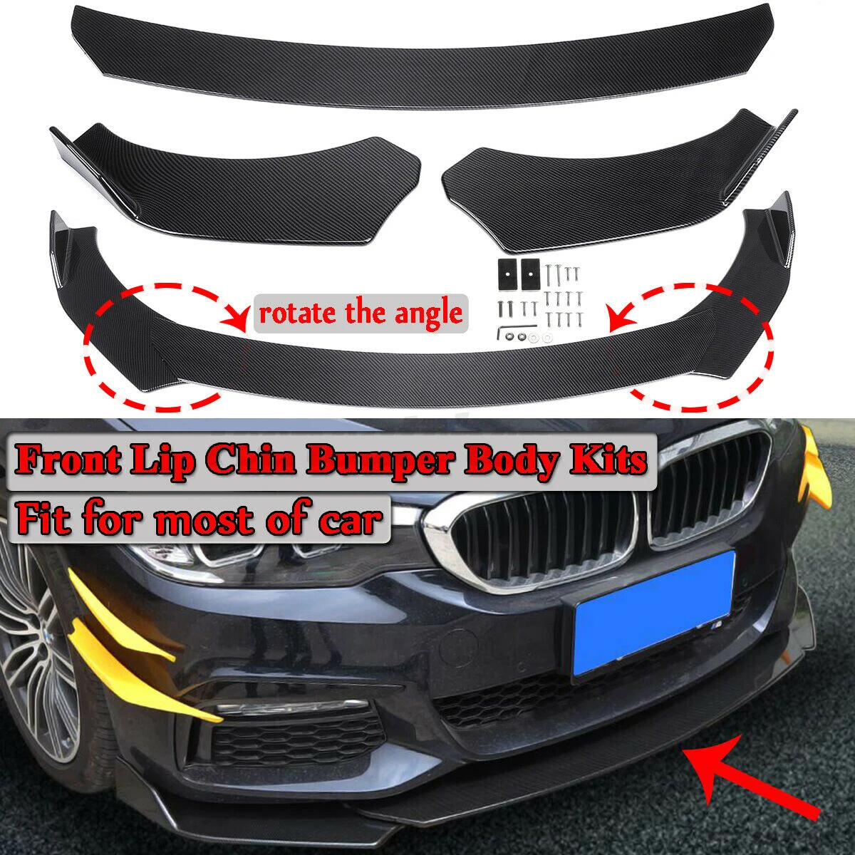 Front Bumper Lip Spoiler Splitter Body Kit For BMW F10 F30 F32 F36 F80 M3 F82 M4