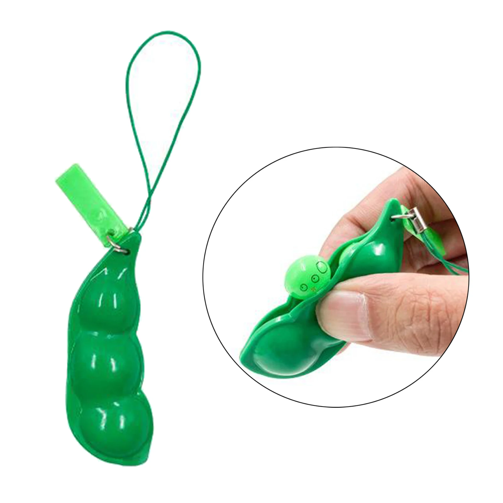 6pcs Squeeze Bean Spielzeug Squeeze Erdnuss Pea Pod Anti-Angst Schlüsselbund 
