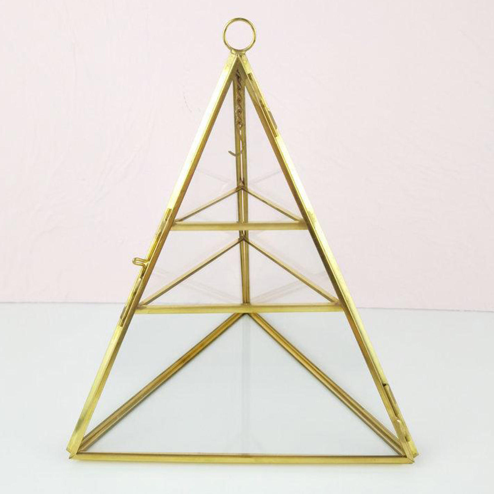 3 Tiers Clear Pyramid Glass Mirrored Jewelry Trinket Box Necklace Bracelets