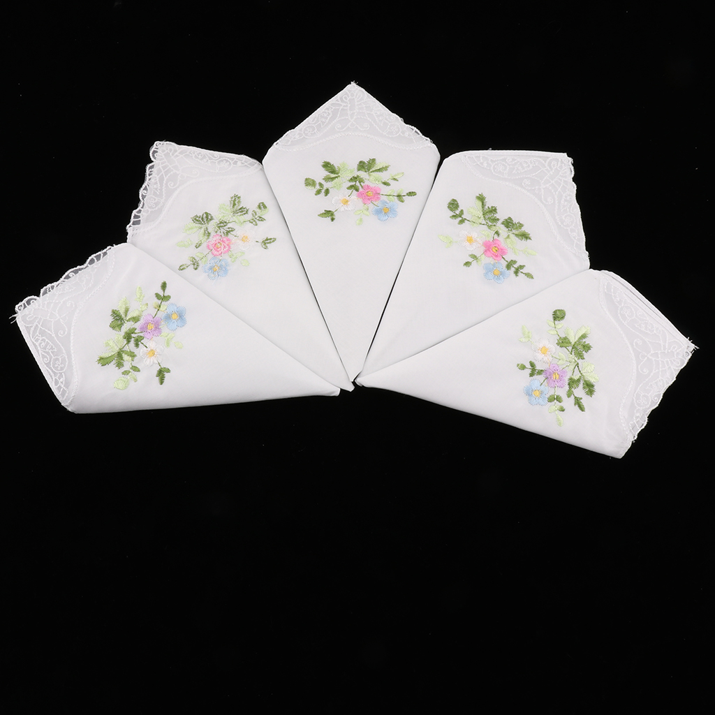 5x  Handkerchief Embroidery Pattern Decoration Wedding Birthday Valentine's Day