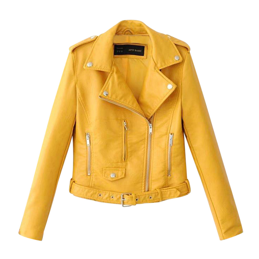 jaqueta feminina casaco senhoras lapela motor casaco zip biker curto punk recortado topos outono inverno jaqueta feminina outerwear