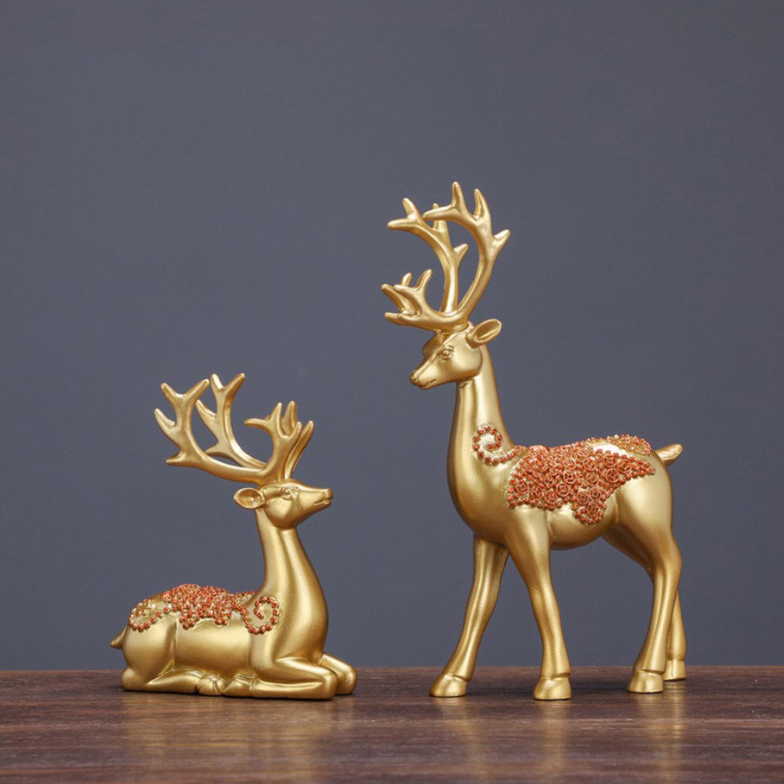 Home Decor Resin Deer Head Figurine Statue Nordic Crafts Figurines Sculpture Creative Gifts Modern Home Decoration Art Ornament
