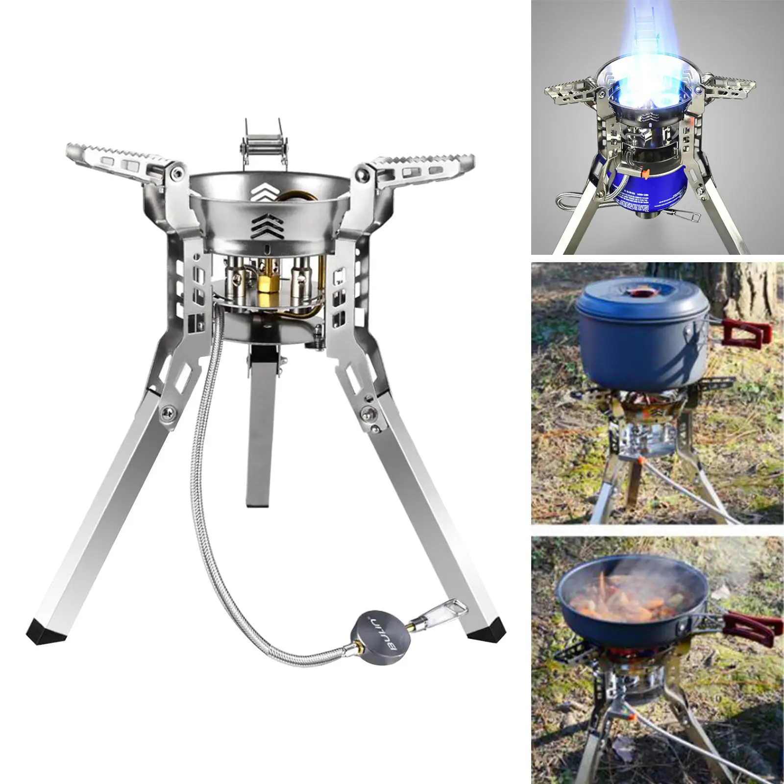 6800W Gas Stove Camping Burner Strong Fire Outdoor Camp Cooker for Outdoor Camping Hiking Picnic Fishing Gear Cooker