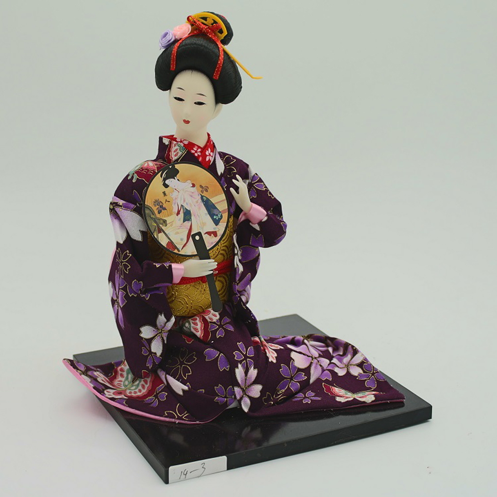 16'' Retro Japanese Samurai Kimono Doll Geisha Kabuki Oriental Doll Model Kids Gift Adults Collection w. Fan