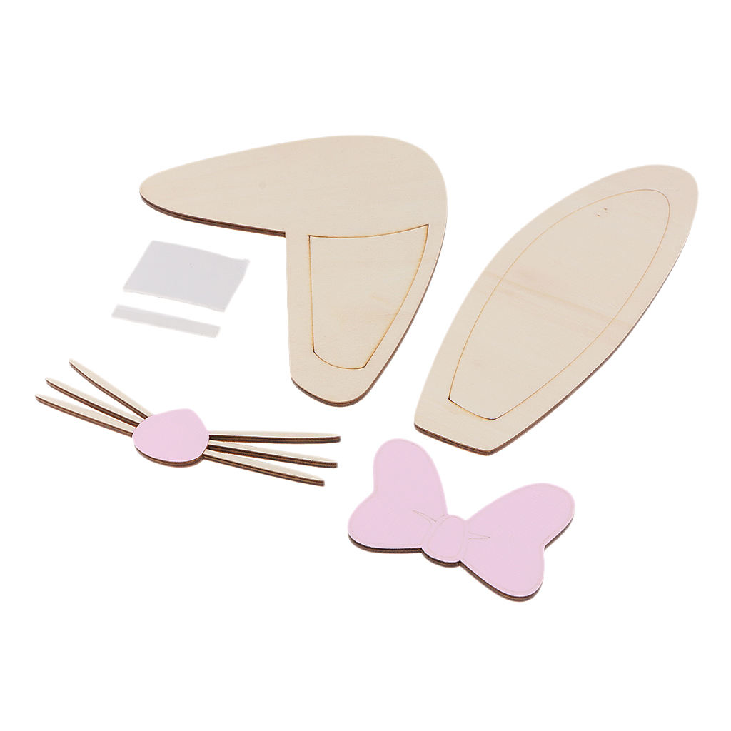 Nordic Style Rabbit Bunny Ear Wooden Wall Sticker for Home Nursery Design