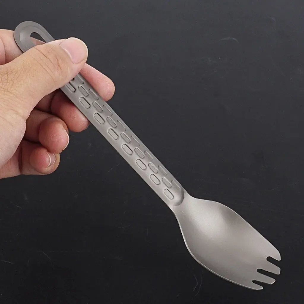Titanium Spoon and Fork Lightweight Long-Handled Camping Tableware for Hiking Traveling