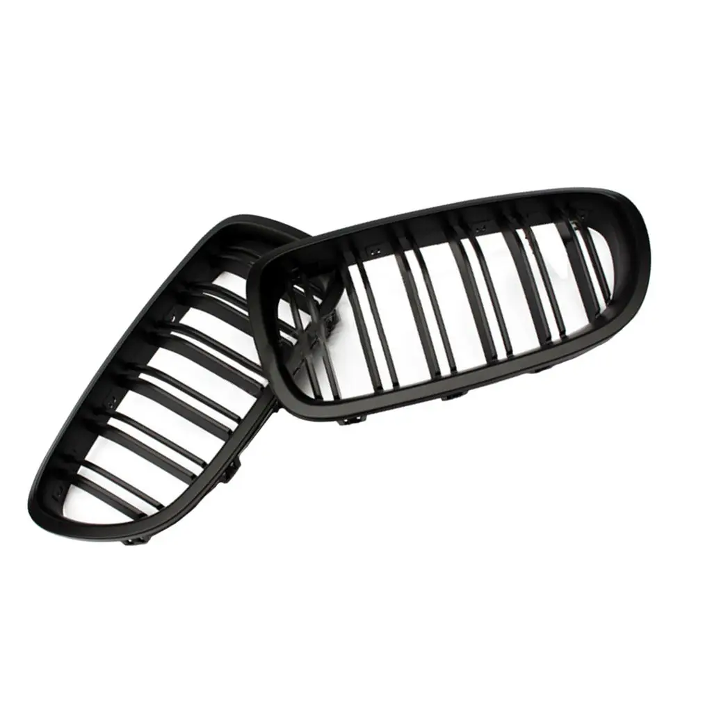 Pair Dual Front Grille Cover Insert Grill Trim For  5 Series F10 Matte Black