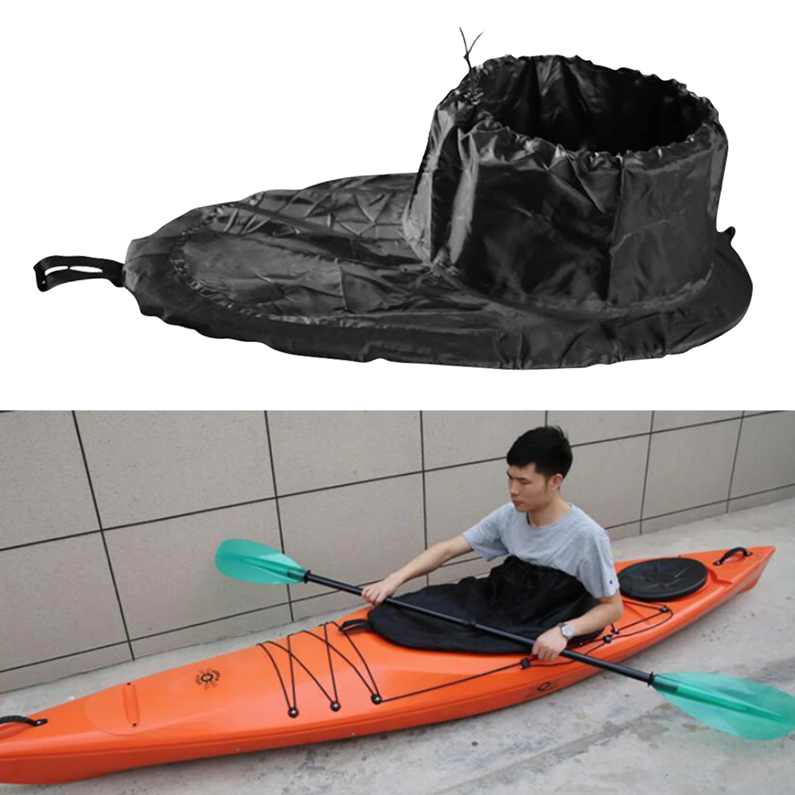 black Kayak Spray Skirt Waterproof Skirt for Cockpit Kayaks Water Sports Accessory 