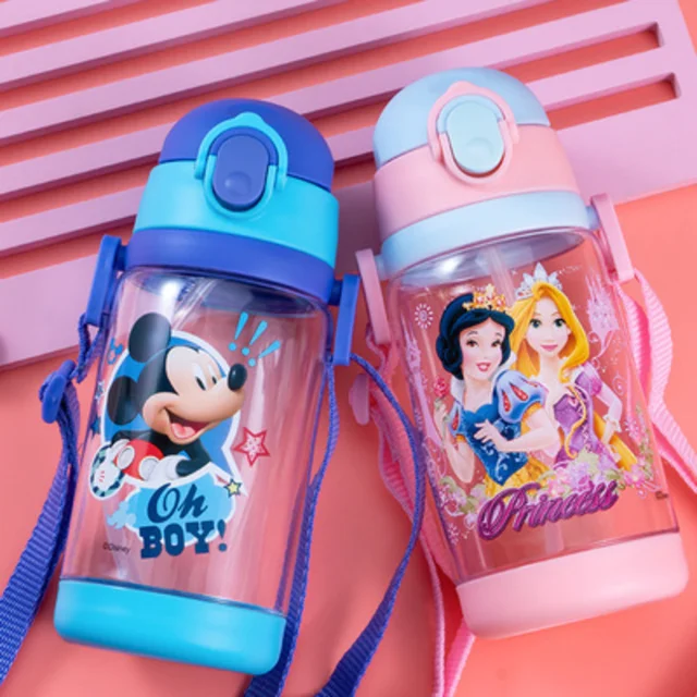 Disney Anime Water Bottle Boys Cartoon Plastic Drinking Cups Spiderman  Children Adult Water Glass 560ml