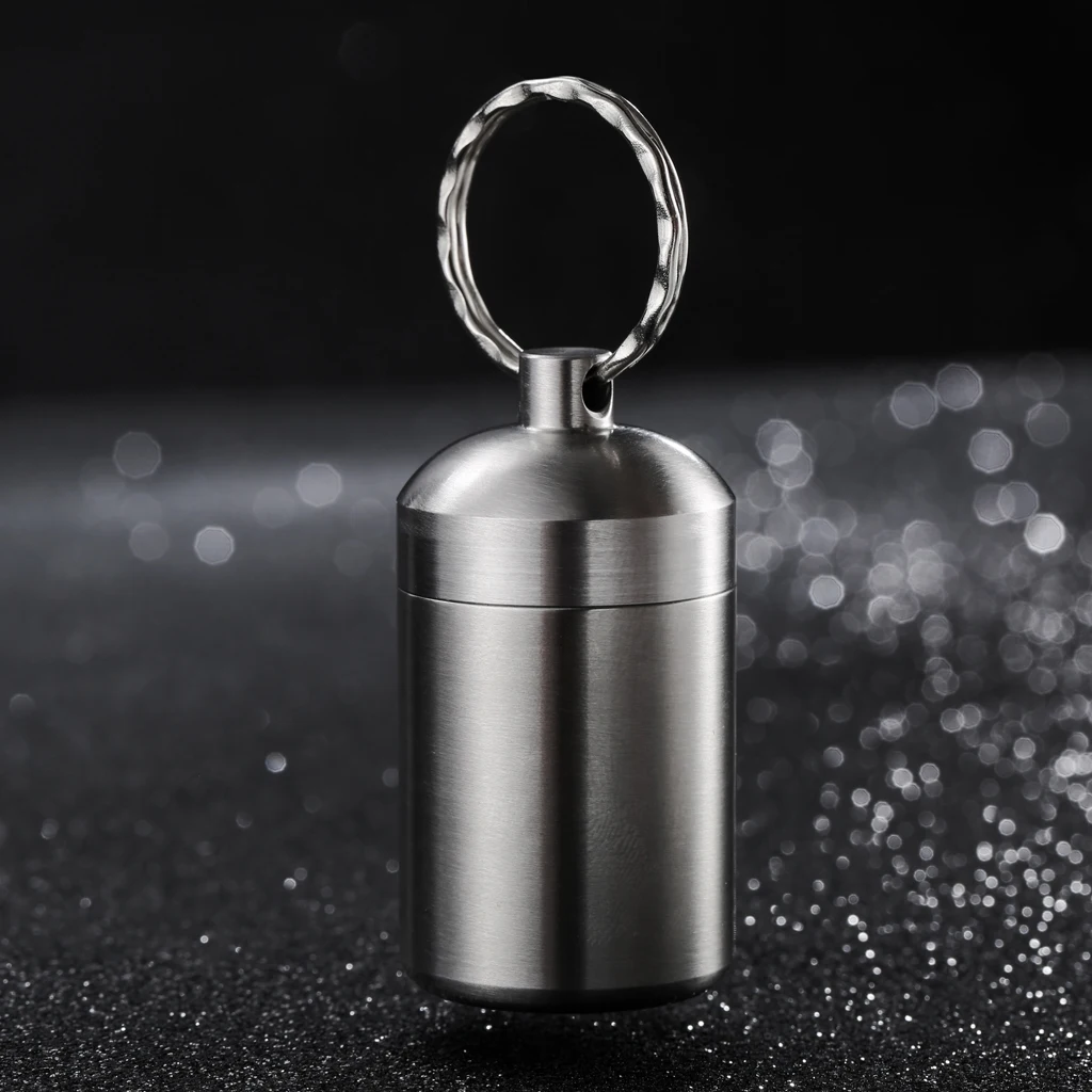 Pill Organizer Box Stainless Steel Waterproof Keychain Medicine Container Coin Capsule Mini Case Bottle