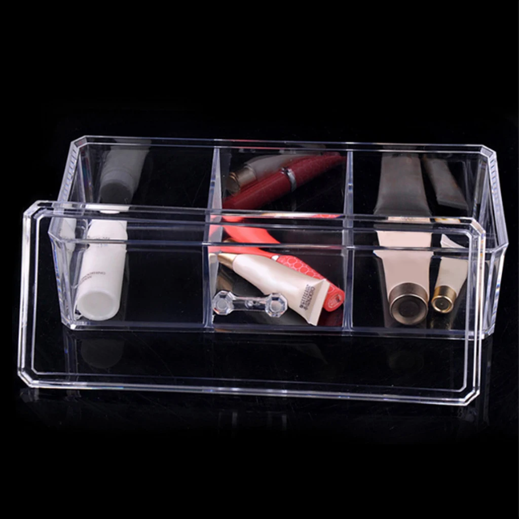 Rectangle Acrylic Stackable Cosmetic Organizer Box With Lid To Hold Makeup, Beauty Products - Dustproof