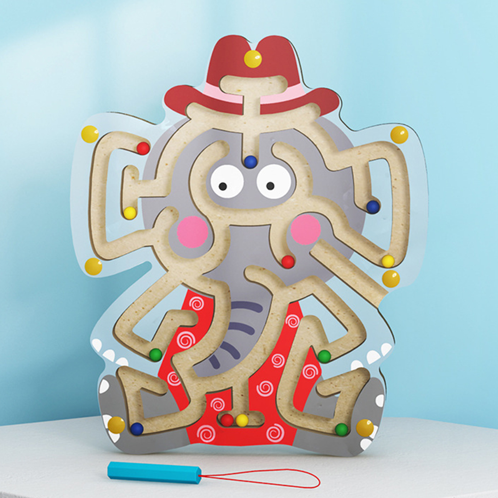 Activity Magnet Toys Maze Wooden Magnetic Game Develops Fine Motor Skills & Color Recognition with Attached Wand for Kids