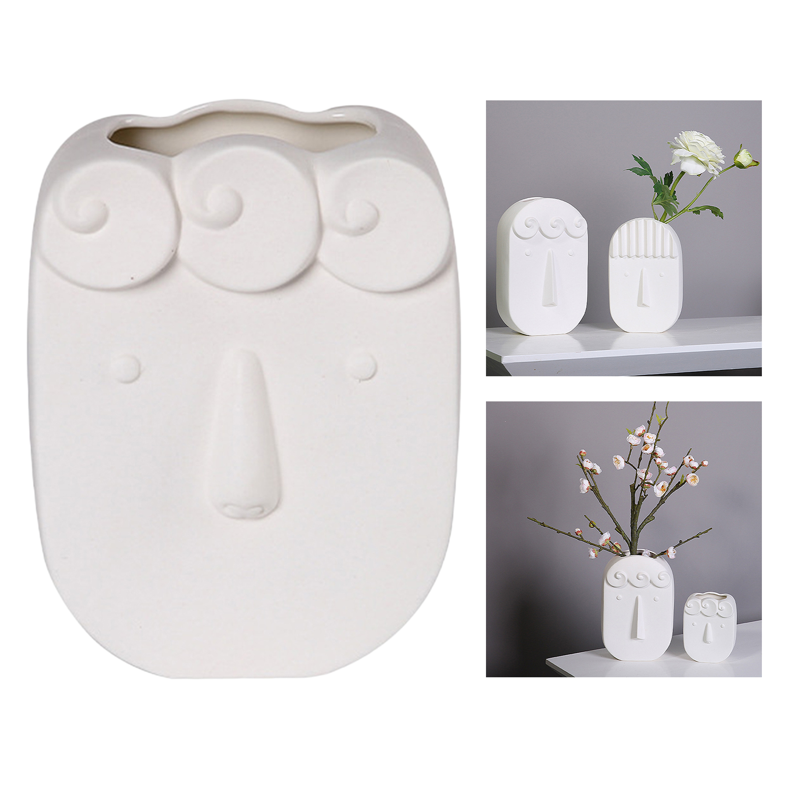 Creative White Ceramics Desktop Vase Planter Container Floral Display Flower Arrangement Flower Vase Decorative Ornaments