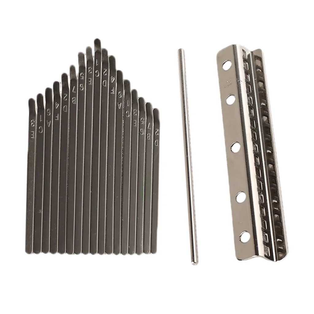 17 Key Kalimba Making Steel Keys & Bridge For Finger Thumb Piano Percussion Kalimba Replacement Keys