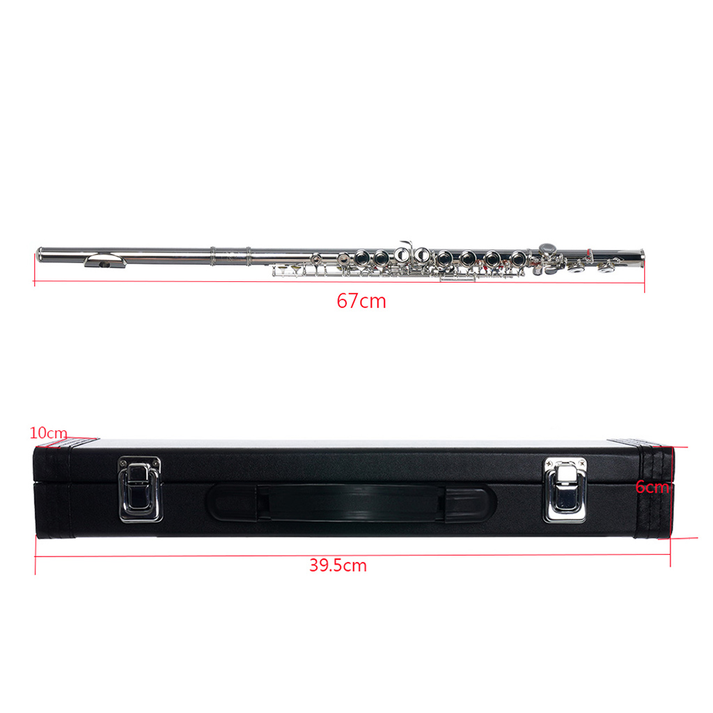Western Concert Flute Stainless Steel 16 Holes C Key Musical Instruments