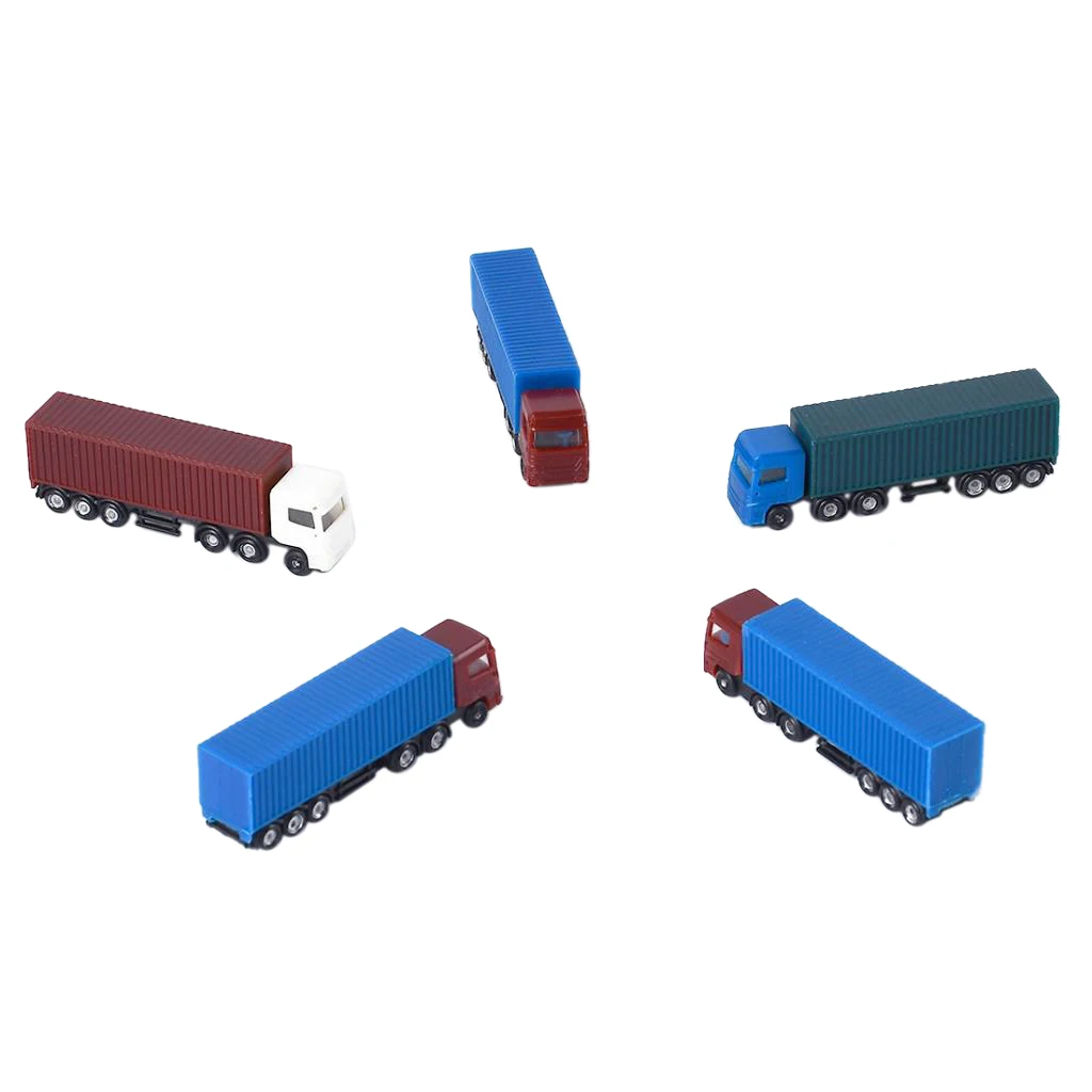 5 Pieces Model Container Truck Freight Car 1:150 N Scale Model Figure Layout