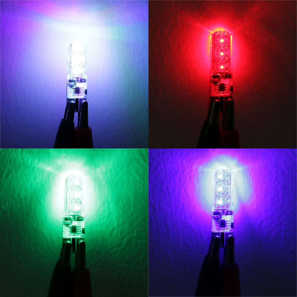 2x T10 RGB Multi-Color Changing Color 6-LED Light Bulb with Remote Control