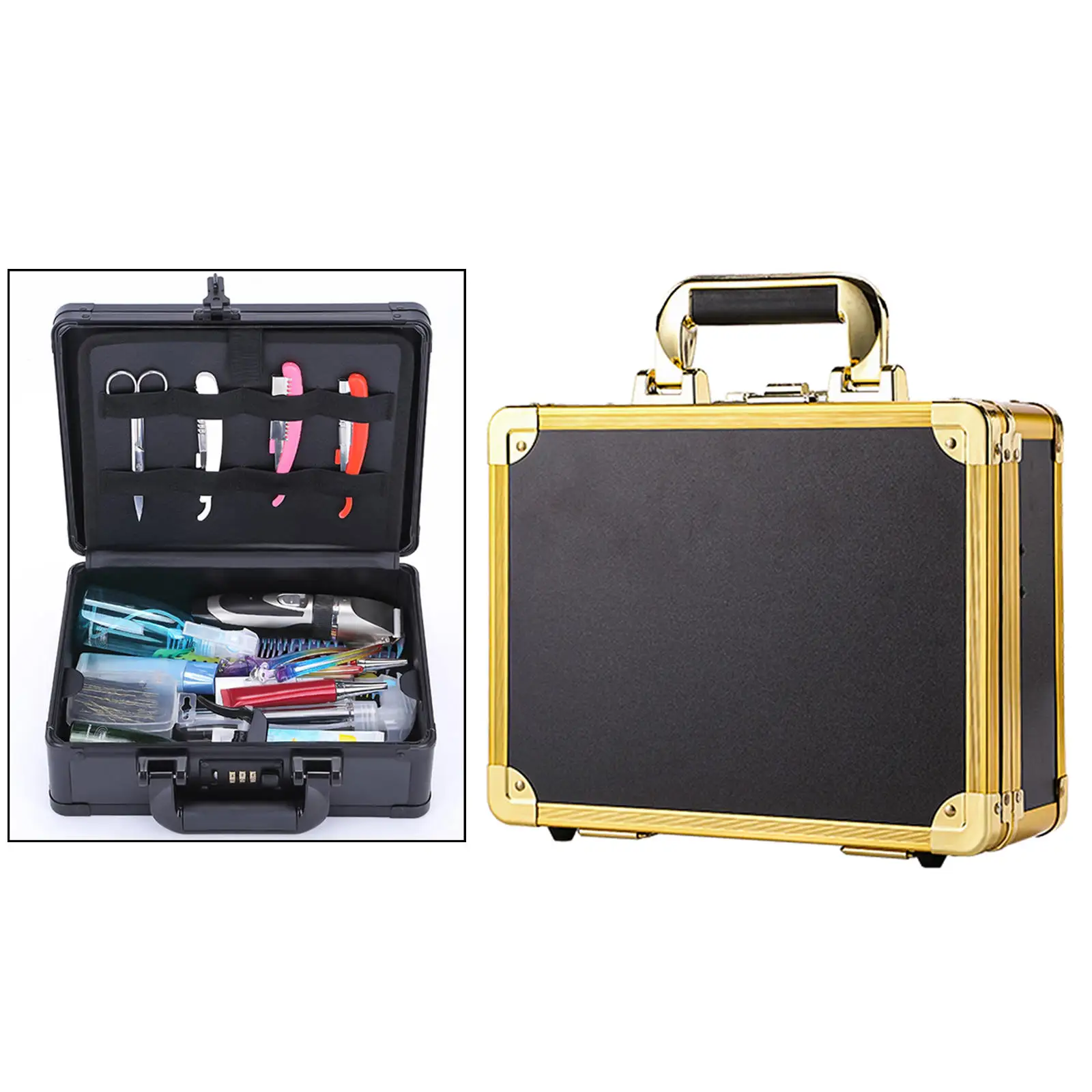 Portable Barber Stylist Travel Metal Case Hair Styling Scissors Combs Tool Box Storage/ Display