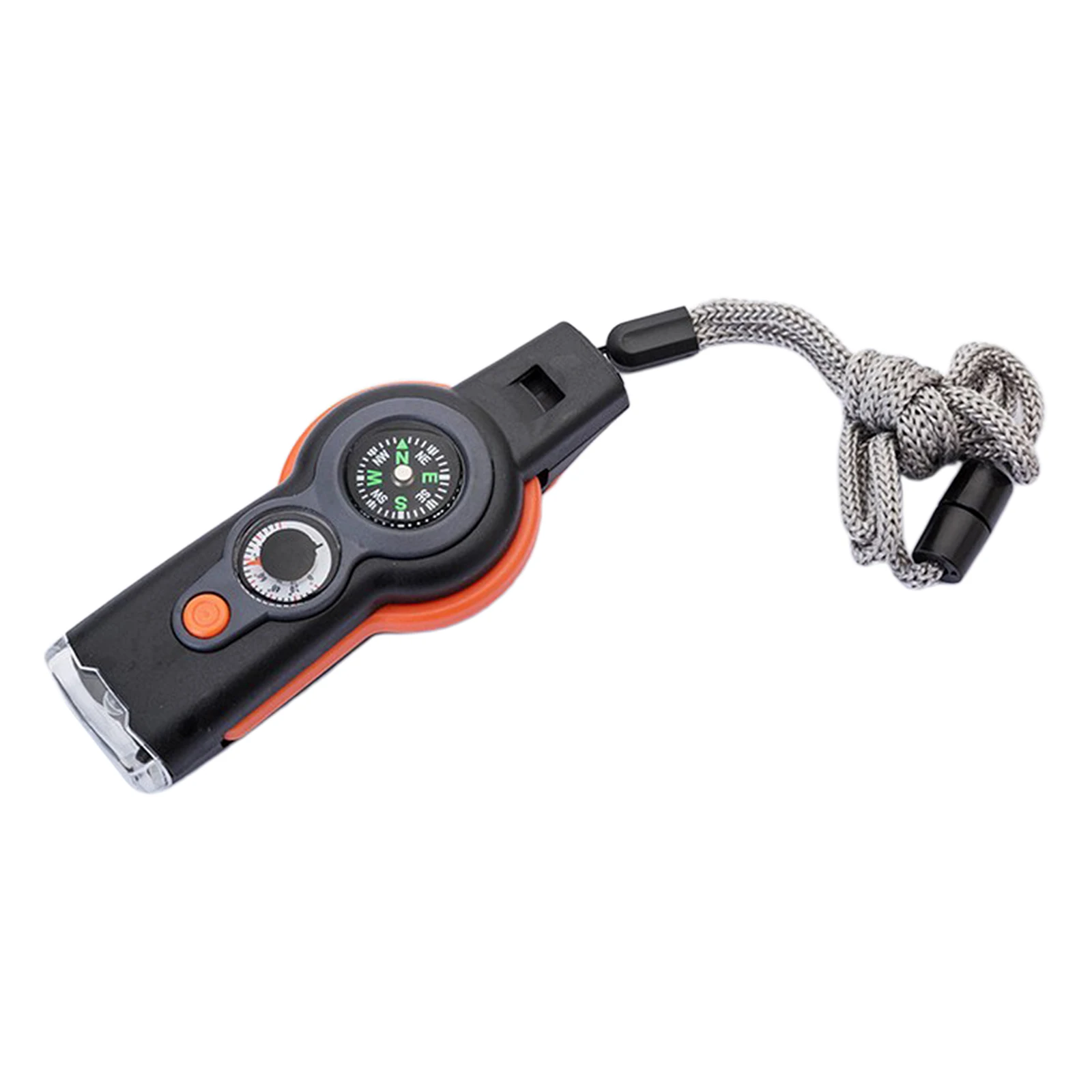 7 in 1 Emergency Hiking Safety Whistle Reflector Mirror Flashlight Keychain