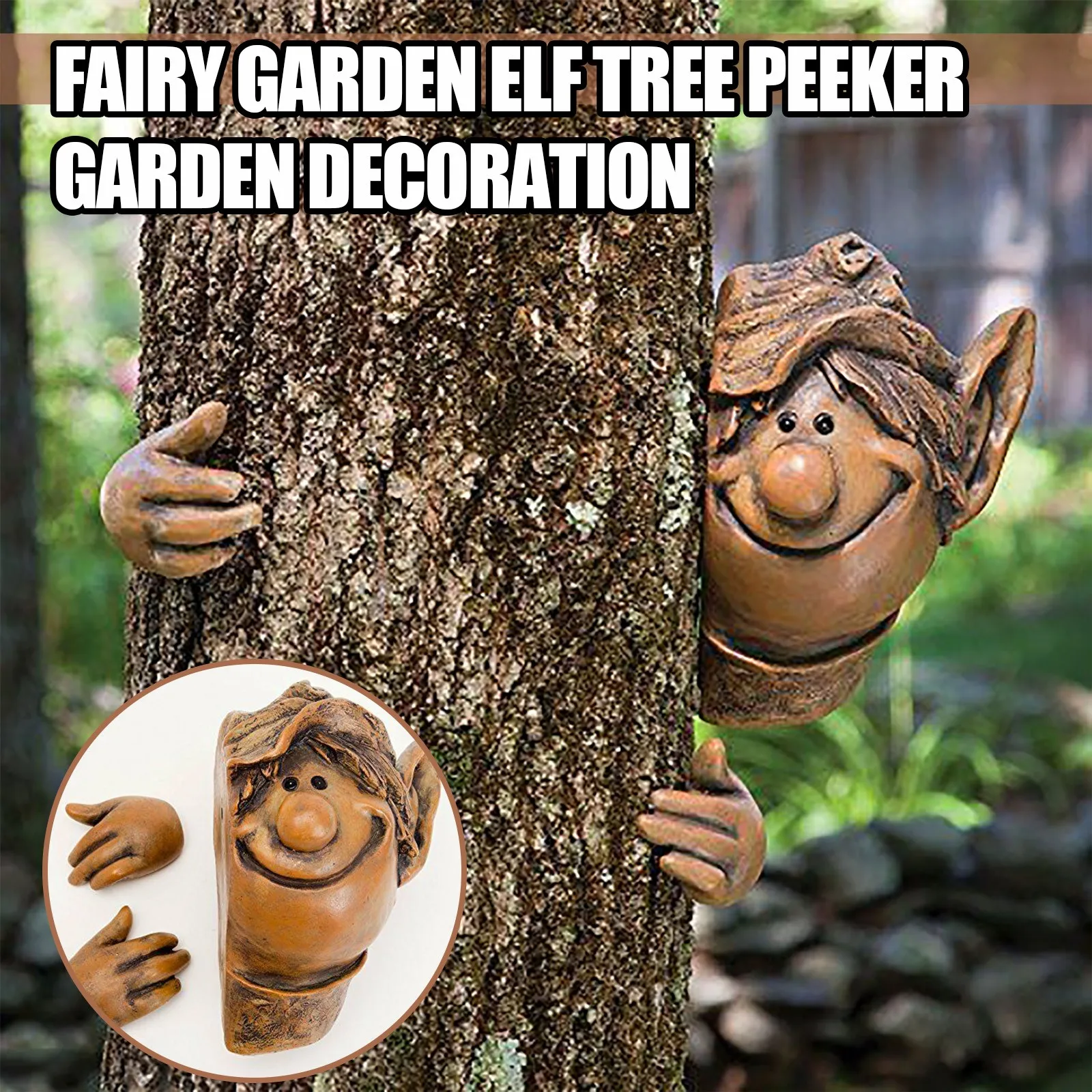 Garden Elf Tree Hugger Garden Peeker Yard Art Outdoor Tree Funny 