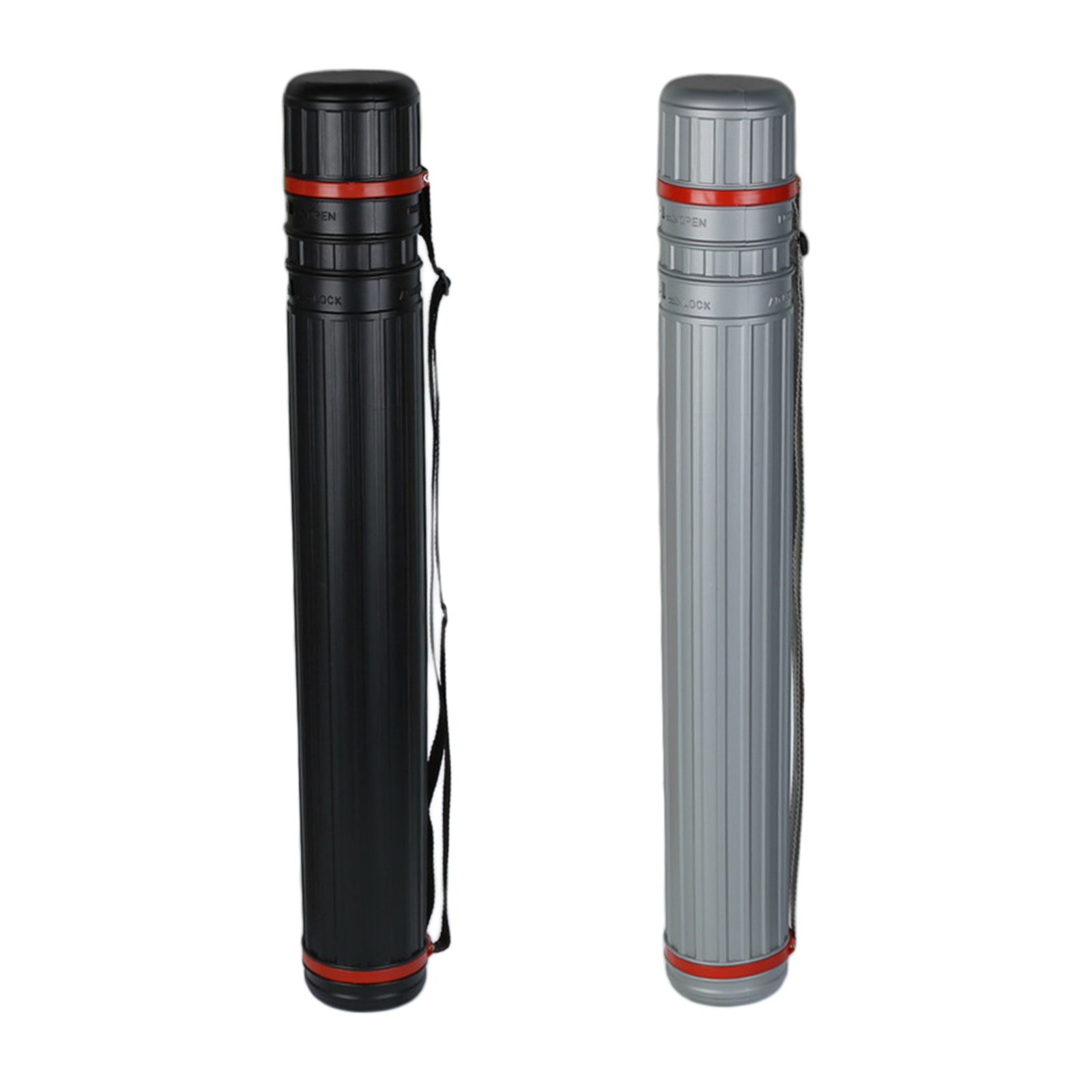 Extendable Poster Plastic Tubes Expand with Shoulder Strap, Carry Documents, Blueprints, Drawings and Art, with Screw Lids