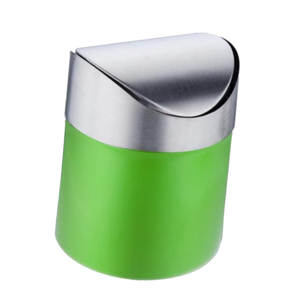 Blue/Pink/Green/Red/Silver Stainless Steel Trash Cans Desktop Mini Ashtray Car Garbage Bin Wastebasket Home/Office