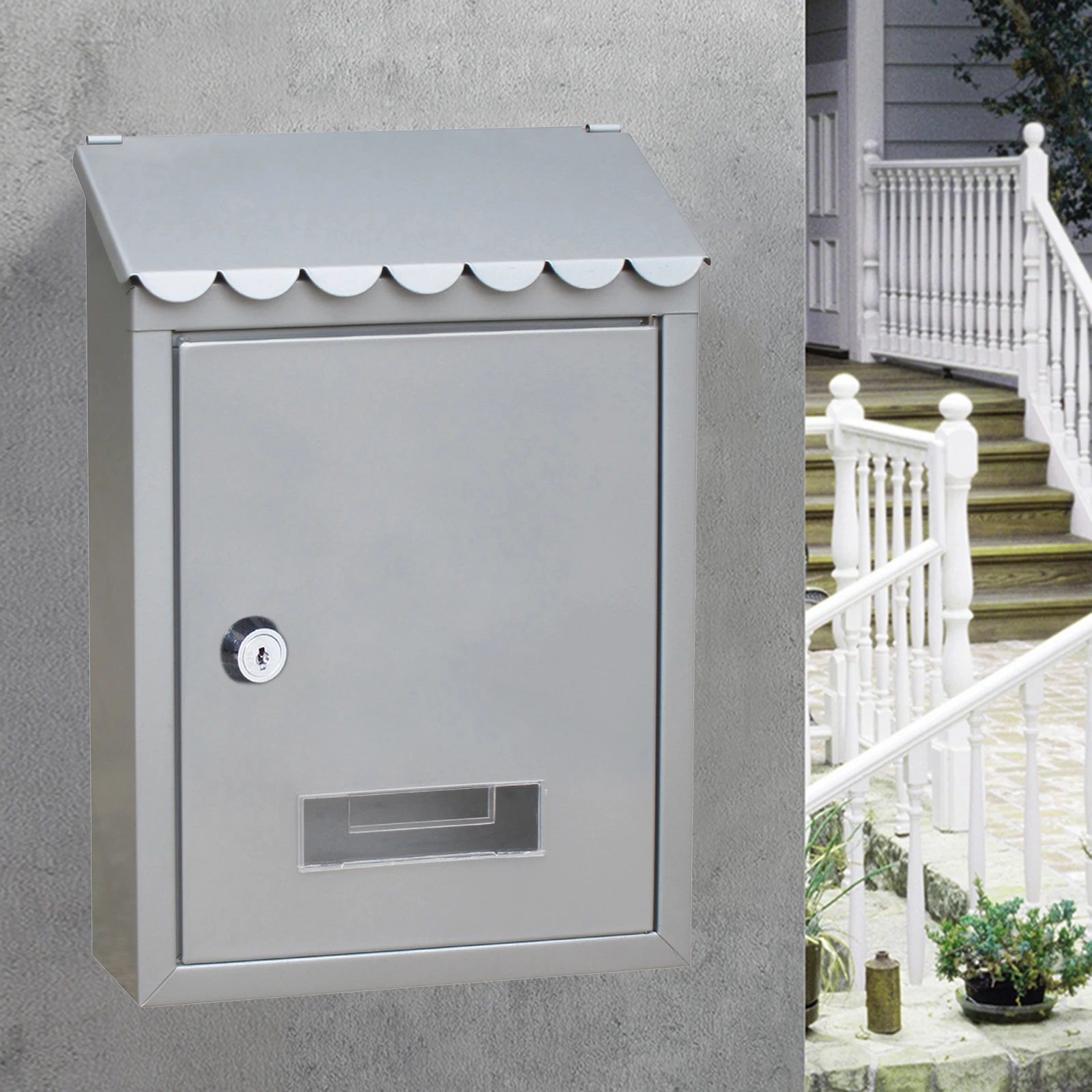 Metal Mailbox Wall Mounted Secure Mail Box 2 Keys Office Decorative Drop Box