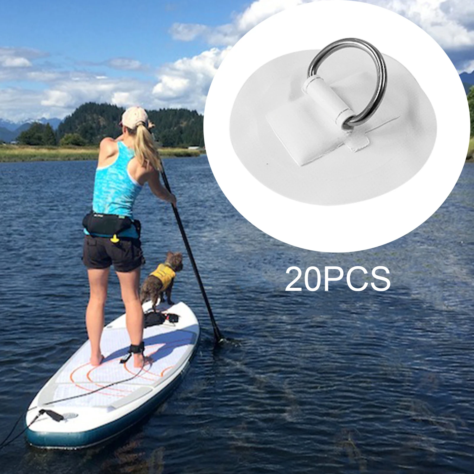 20Pcs Inflatable Kayak D Ring Kayak D-Ring PVC Pad Buckle Pull Ring Fitting