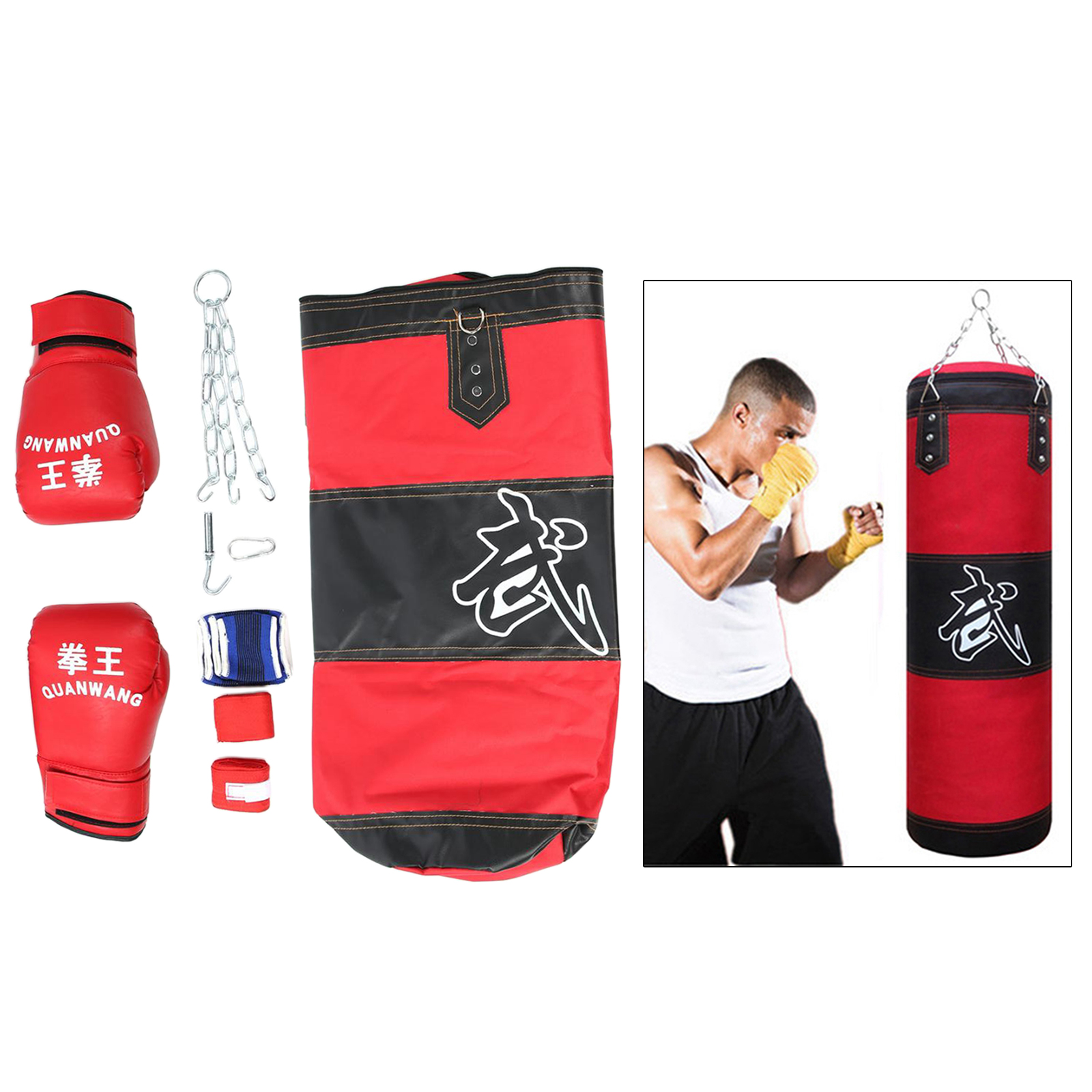 Durable Boxing Sandbag Kickboxing Training Gloves Hollow Hanging Hardware