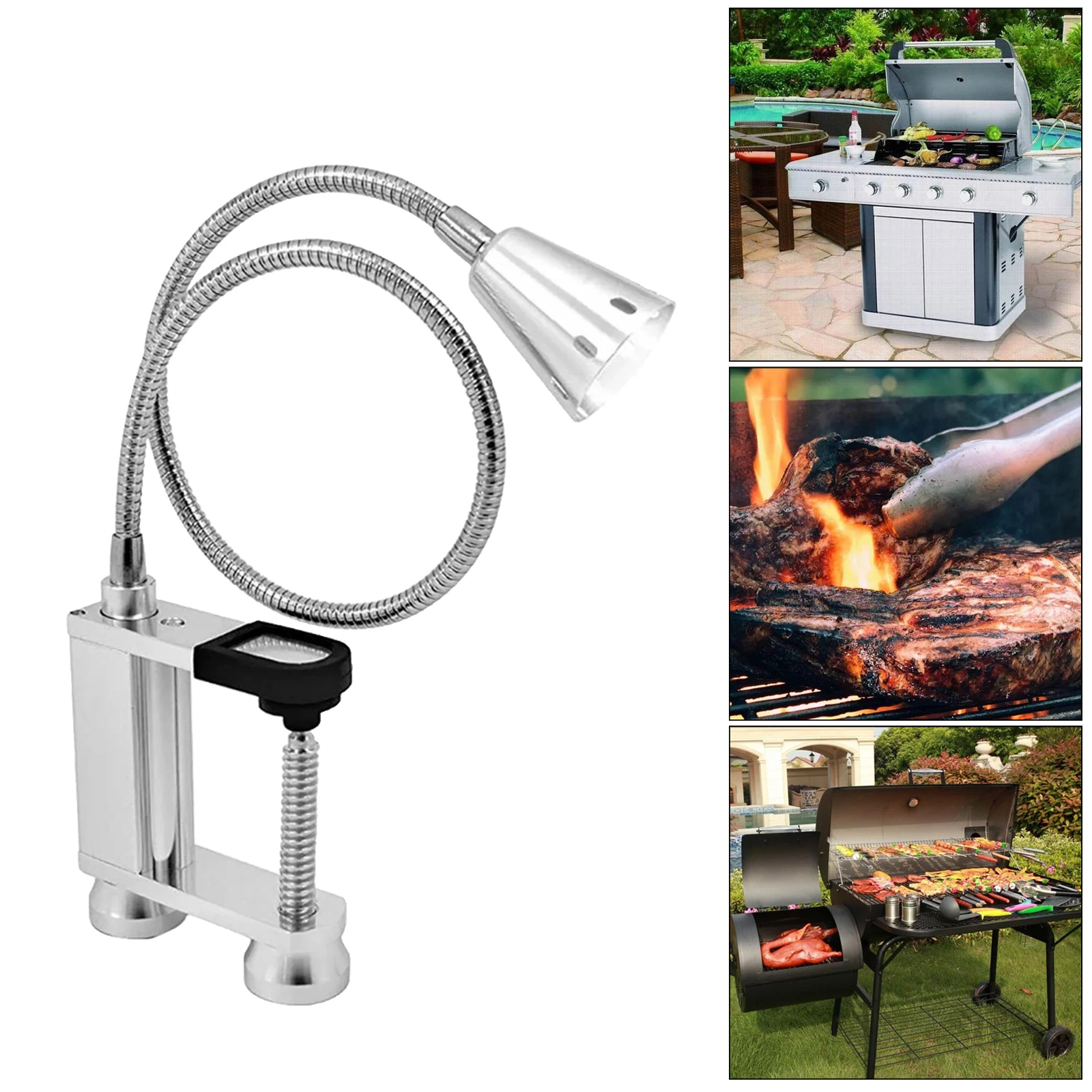 Magnetic Led Grill Light Adjustable Flexible Gooseneck Screw Clamp for Party Office Outdoor Indoor Barbeque Lamps