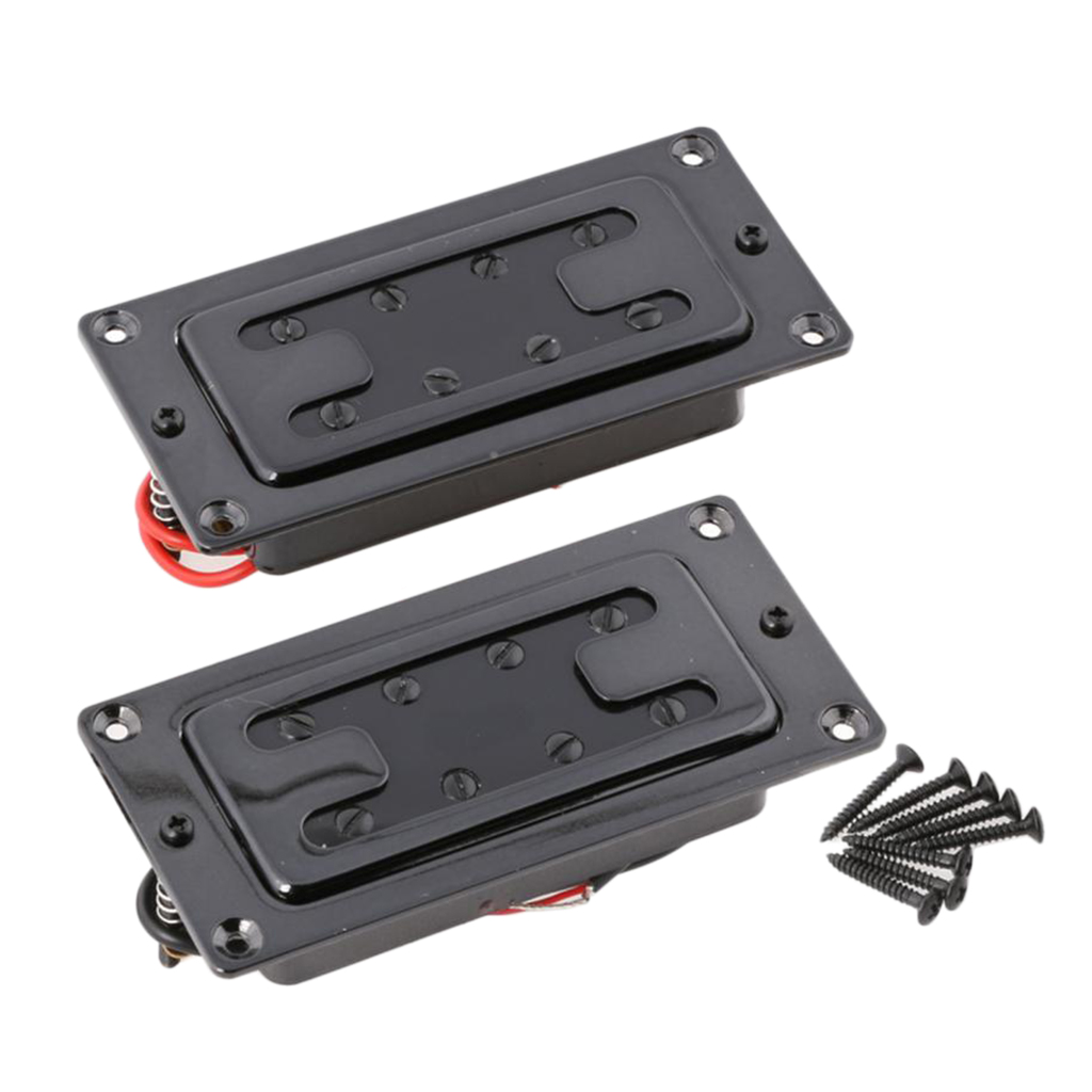 2pieces Black Noiseless Double Bridge Pickups for 4 String Electric Guitar